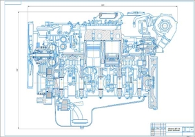 Поперечный и продольный разрезы двигателя ЯМЗ-238