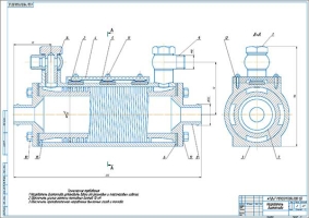 Нагреватель рапсового масля в топливной системе трактора Сборочный чертеж