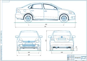 Габаритный чертеж автомобиля Volkswagen Polo